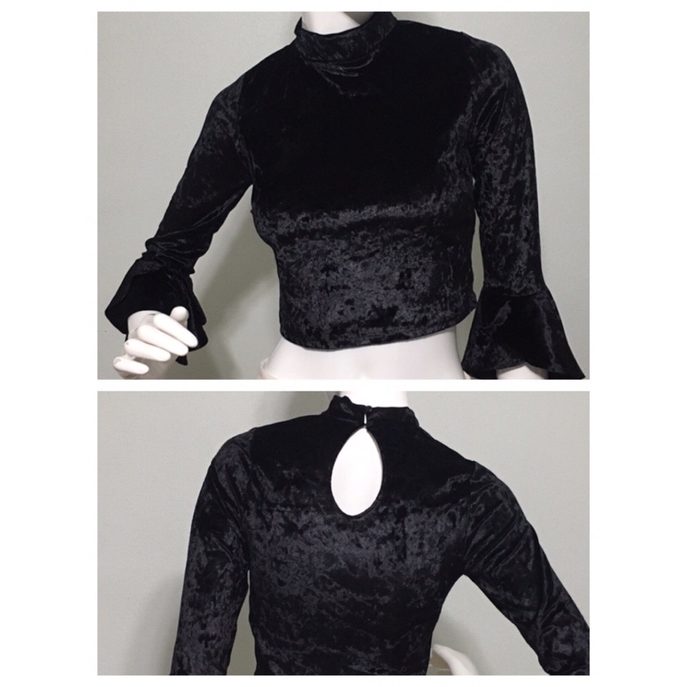 Bebe flutter sleeve crop top